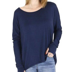Grace & Lace navy easy slub top